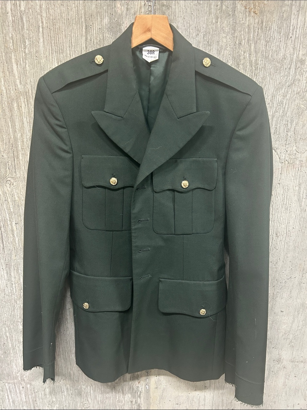 Men's Military Field Jacket in‎ Dark Green with Gold Buttons 38R